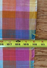 Vintage Madras Plaid Fabric Remnant 109.5×44 Pink Orange Blue Lightweight Boho