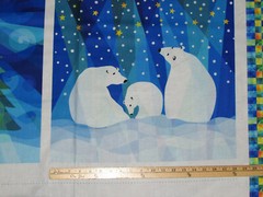 Winter Night Lights Polar Bear Penguin Christmas Panel Fabric 1 Yard #WINL3087-P