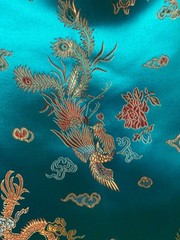 TURQUOISE Chinese Dragon Brocade Jacquard Fabric