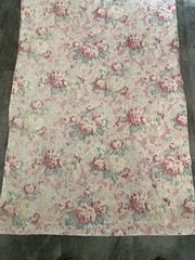 VTG SHABBY FADED PINK ROSE FLORAL COTTON FABRIC 35×171 45Y G2U