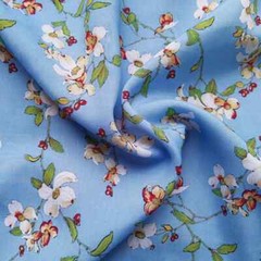 55” Wide By Yards Blue Floral Dress Shirt Shawl Material Viscose Rayon