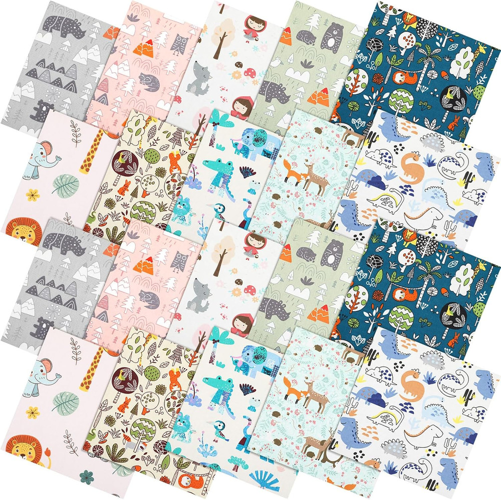 10 Pcs Jungle Animals Quilting Fabric Bundles 20 X 20 Inch | Forest Animals, Fat