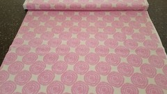 1 yd 30″ Giselle Jessica Gonacha Red Rooster Pink Stylized Roses Ivory