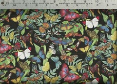 Elizabeth’s Studio Realistic Butterflies on Black ~ 100% Cotton Quilt Fabric BTY