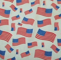 White Fabric Patriotic American Flags Print Poly Cotton 60″ Flag Fabric by yard