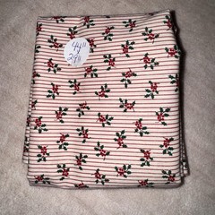 4 Vintage Christmas Holly Fabric Lot Red Green White Quilting Craft Sewing NOS