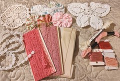 85+ Linens&Fabric Pieces Ribbon Trim Lace ForCrafts Slow Stitching Junk Journals