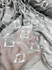 Gray Soft Silky Poly Chiffon Fabric By The Yard – Sheer Clear Sequin Embroidery