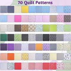 70 Pcs 10 X 10 Inch Cotton Fabric Squares, Precut Quilting Fabric Bundles, Multi