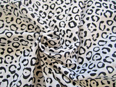 Animal Print Fabric Cheetah Spots White Black Cotton Cranston 1 1/2 YARDS