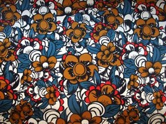 Fabric Mustard Blue Floral Density stretch cotton 54″ x 36″ 84
