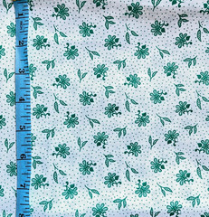 28″ Floral Green & White Cotton Print Quilting Fabric Dots Leaves Doll Clothes