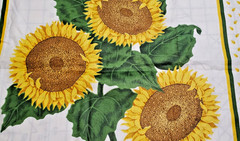 Golden Sunflowers Cotton Fabric Squares, 1 Cut of 2 Squares