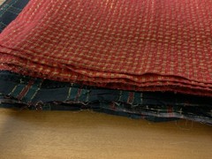 Christmas Cotton Lurex Plaid Fabric 2 Pieces Red/Gold and Black/Red/Green Gold