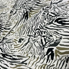 Animal Print Zebra with Gray Spandex Fabric 60″ wide by the Yard for Swimwear