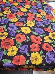 2 Yards UNCUT Vtg Cotton 60 Wide Tandler Textile Pansy Red Purple Yellow 80-90