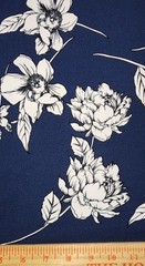 Navy Blue floral Printed spandex stretchable Fabric wrinkle Free 60” W Sold BTY