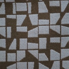 Vtg Designtex MCM Upholstery Fabric “Building Blocks” Blue, Black Geometric 2 yd