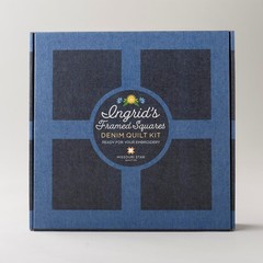 Indigo Washed Denim Quilting Kit | 10” Quilting Fabric Squares, 6.5 oz Yardag…