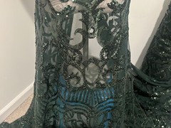 Hunter Green 4way stretch sequins Embroidery Mesh Lace fabric 50” Width 1 Yard