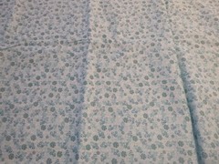 Turquoise Flowers on Aqua and White Cotton Fabric (44″ Wide x 50″ long)
