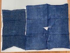 Vintage Japanese Indigo Boro Kaya Fabric Remnants Set of 2 / Distressed Mesh