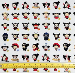 PUCCA CHIBI EMOJI WHITE ANIME 1 YARD FABRIC ( 36″ X 58″ ) BRAND NEW