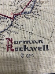 Unfinished Tapestry Fabric Throw Pillow Panel Santa Mapping Trip Norman Rockwell