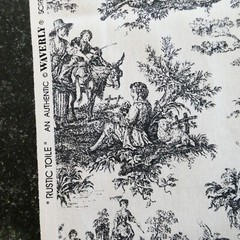 Waverly Rustic Toile Fabric Black & White 54×102 inches Country Life Scenes