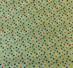“The Cat Party” Polka Dot Fabric By Red Rooster Fabrics Green White Orange BTHY