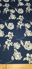 Navy Blue floral Printed spandex stretchable Fabric wrinkle Free 60” W Sold BTY