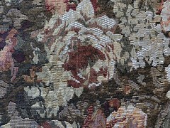 UPHOLSTERY FABRIC~Woven Tapestry~VICTORIAN WHITE ROSES~English Garden~BrownGreen