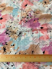 Silky feel polyester fabric 2 yards 15″ x 44″ abstract design in pastel colors