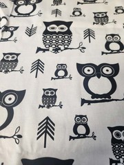 Owl and arrows Black & White canvas/cotton fabric 2 panels @ 26x 39 each