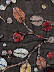 6 Yards Brown Gold Rust Leaves floral Velvet Burnout on chiffon Fabric 45″