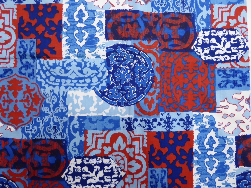 Vintage Red White Blue Cotton Geometric patchwork House ‘n Home Fabrics