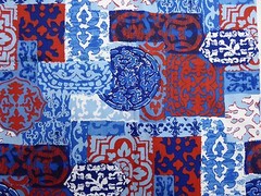 Vintage Red White Blue Cotton Geometric patchwork House ‘n Home Fabrics