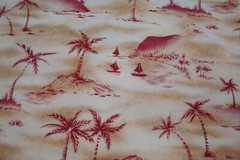 2.44 yds Jo Ann Fabric Palm Tree Island Beach Red Tan Quilt Craft 44″ x 88″ BTP