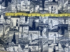 UK UNITED KINGDOM LIGHTHOUSES 100% COTTON FABRIC 1 YD