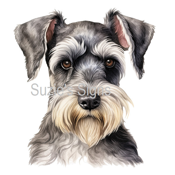 Miniature Schnauzer Dog Watercolor Fabric Block You Choose Size