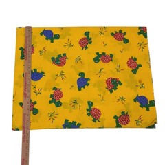Vintage 1970s Yellow Turtle Groovy Bold Novelty Children’s 1 Yard quilting craft