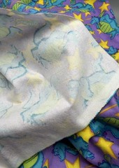 Vintage Dragon Tales Blue Dragon Ord Purple Stars Flannel Fabric 2003 44×22”