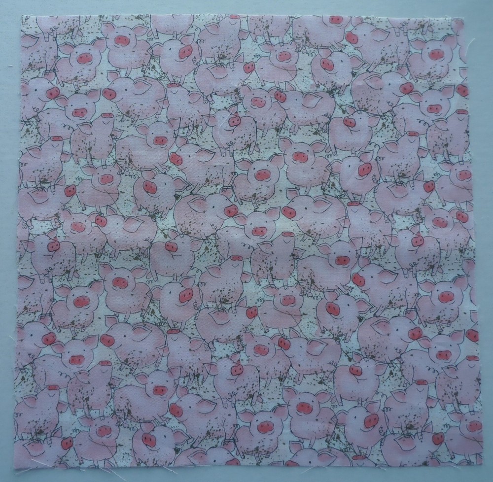 Cotton Group D Fabric Pink Pigs 1 Piece 10 3/4″ x 10 3/4″