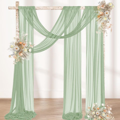 Sage Green Wedding Arch Draping Fabric 2 Panels 29″ X 20Ft Sheer Wedding Arch Ba