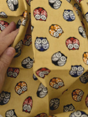 Vtg 28WX12L Yellow Orange Red Blue Gray Black OWL PRINT Cotton FABRIC Quilt