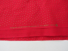 Lot of 2 – Jo-Ann Fabrics Cotton Red & Green Solid With Gold Dots 2 Yds Each