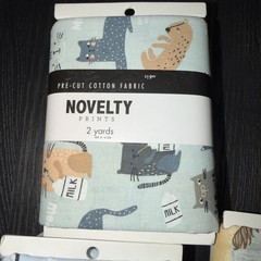 NOVELTY PRINTS PRE CUT COTTON FABRIC 2 yards HORSES PINGINES CATS 3 In Total