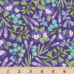 Easter Garden Spring Floral Purple 31625V 100% Cotton Fabric Half yd cont cut