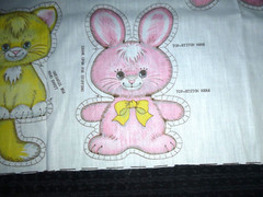 Vtg Spring Mills Cut & Sew Fabric Panel Pillow Animals Pastel Cat Dog Bear Bunny
