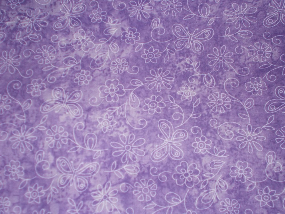 BTY Etched BUTTERFLIES & FLOWERS Lavender 100% Cotton Quilt Craft Fabric YARD